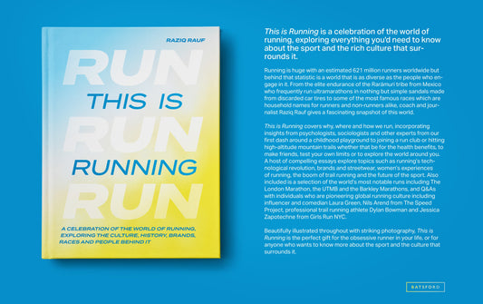Book cover of 'This is Running' with a blue gradient and text on a blue background